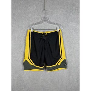 Hawaiian Island‎ Creations HIC Men's 32 Black/Yellow Board Shorts Swim Trunks